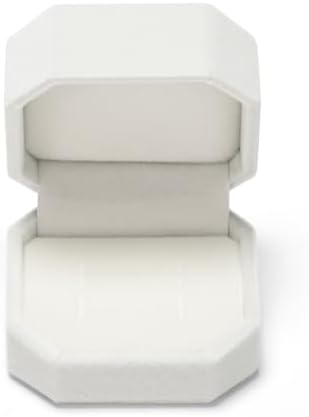 White Velvet Octagonal Double Ring Box for Wedding Bands