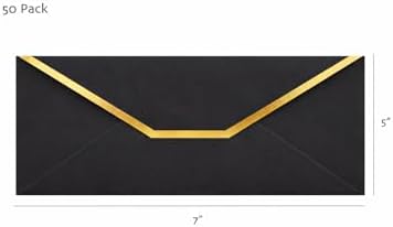 Money Envelopes – V-Flap Foil Border Luxury Gifting Money Envelopes (3" x 7") – Perfect for Weddings, Invitations, Baby Showers, Photos, Graduations, and Birthdays (Black)