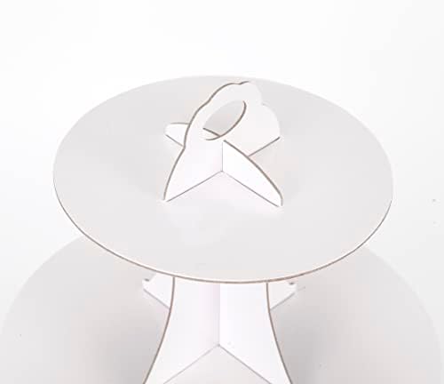 YLDW Cupcake Stand, 3-Tier Cupcake Stand Display, Cardboard Cup Cake Tower Stand, Disposable Dessert Stand for Birthday Tea Party Baby Shower Treat Decorations, White