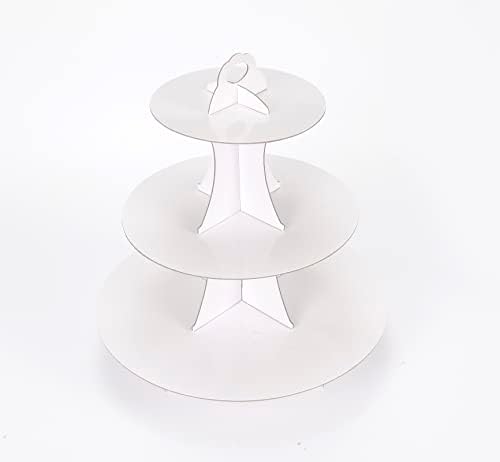 YLDW Cupcake Stand, 3-Tier Cupcake Stand Display, Cardboard Cup Cake Tower Stand, Disposable Dessert Stand for Birthday Tea Party Baby Shower Treat Decorations, White