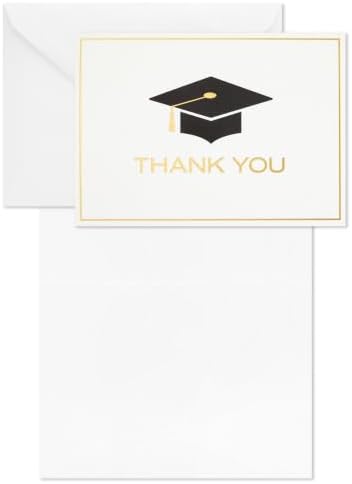 Hallmark Blank Graduation Thank You Cards, 40-Pack (Black and Gold)
