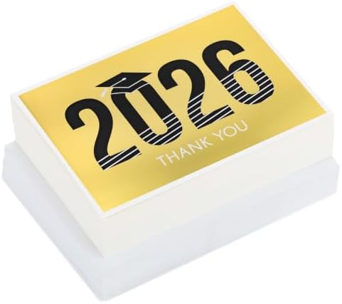 Hallmark Graduation Thank You Cards, 40-Pack (Black, Gold, Class of 2026)