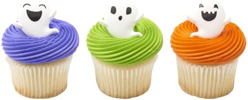 Ghost Halloween Cupcake Decoration Toppers | 24 Pack Party Cake Rings