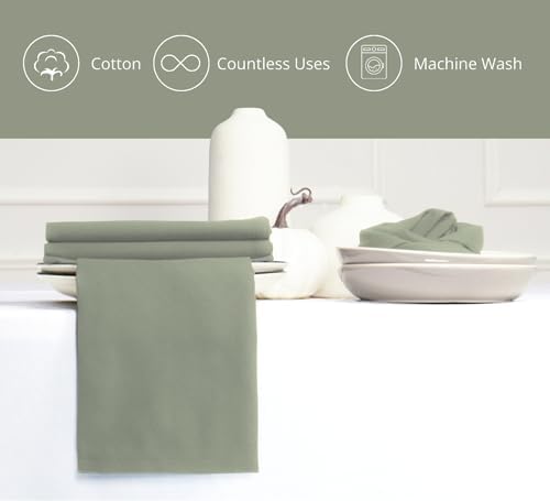 PurpleEssences Cloth Dinner Napkins 18x18 in Set of 12 - Sage Green