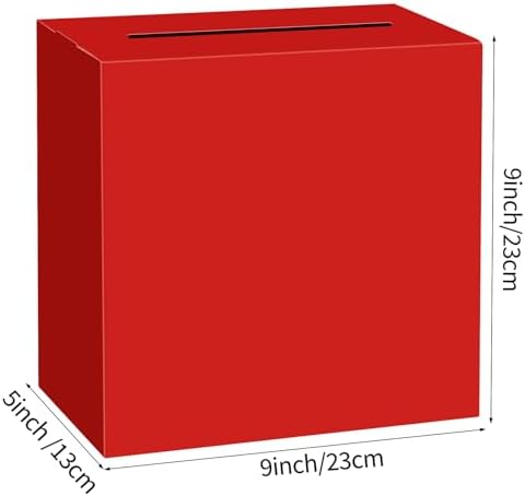 Red Gift Card Box Wedding Card Box for Wedding Reception Birthday Graduation Baby Shower Christmas New Year Party Decorations Money Boxes Holder 9"x5"x9"