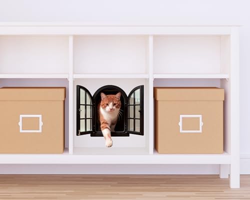 FLFK Cute Cat Wall Decor Decal - Removable Peel and Stick 3D Wall Sticker for Toilet Kitchen Offices, Orange Cat Stepping Out