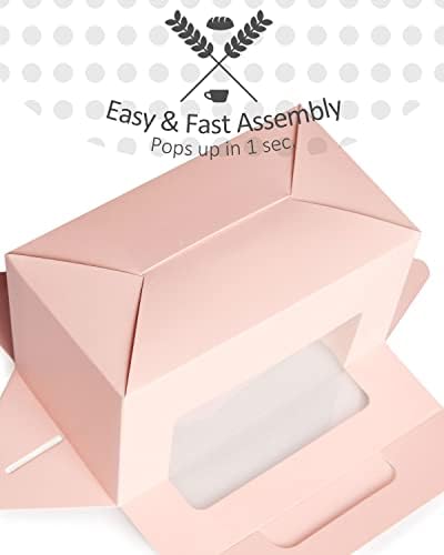 qiqee Pink Cupcake Box Two Holder 6.5x3.6x3.5inch(2.2" Top) 50pcs 2 Cupcake Boxes With Window