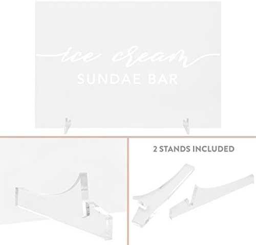 Andaz Press Ice Cream Sundae Bar Acrylic Sign, 7.5 x 11 Inch, Stand Included, Signage, Wedding, Bridal Shower, Bachelorette, Engagement, Birthday, Baby Shower, Graduation, Events, Backdrop