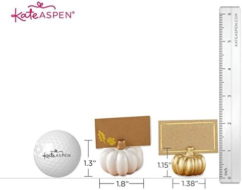 Kate Aspen 12PCS Place Card Holders (Place Cards Included), Table Number Holder for Weddings, White Pumpkin Photo Holder for Table Assignments at Bridal Showers or Anniversaries
