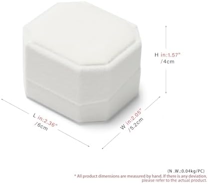 White Velvet Octagonal Double Ring Box for Wedding Bands