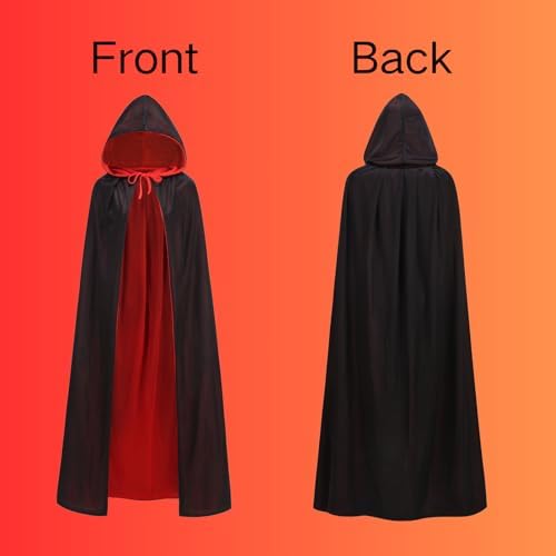 Adult Stand Collar with Hood Reversible Cloak Masquerade Cape for Halloween