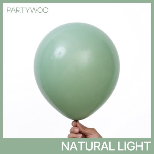 PartyWoo Sage Green Balloons 140pcs Olive Eucalyptus Dusty Green Boho Color