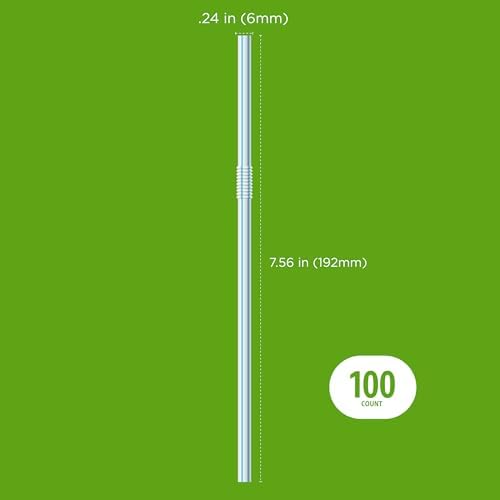 Amazon Basics Disposable Striped Plastic Flex Straws, 7.5" Long, Assorted Colors, 100 Count, Large Pack (Pack of 3)