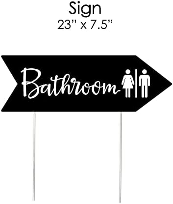 Big Dot of Happiness Black Wedding Bathroom Signs - Wedding Sign Arrow - Double Sided Directional Yard Signs - Set of 2 Bathroom Signs
