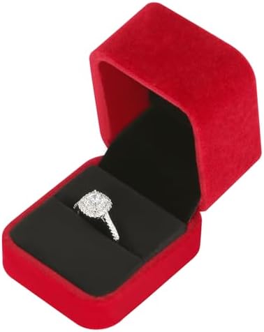 LETURE 4 Pieces Velvet Ring Gift Boxes Set, Earring Pendant Jewelry Case, Jewellry Display Box for Wedding, Engagement,Proposal, Birthday and Anniversary (Red)