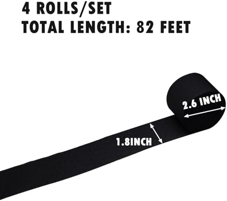 FOONEA Crepe Paper Streamers - 4 Rolls 330ft Black Crepe Paper for Party, Wedding, Birthday & Baby Shower Decorations