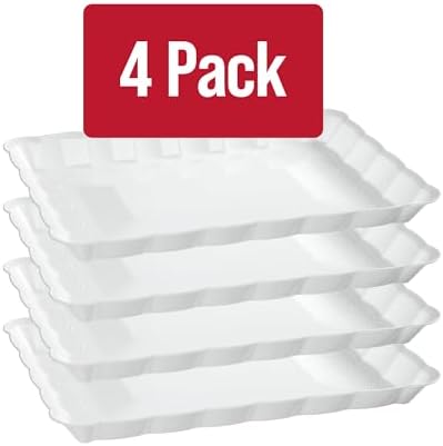 White Plastic Serving Trays - Serving Platters Rectangle 9X13 pack of 4