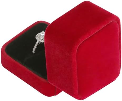 LETURE 4 Pieces Velvet Ring Gift Boxes Set, Earring Pendant Jewelry Case, Jewellry Display Box for Wedding, Engagement,Proposal, Birthday and Anniversary (Red)