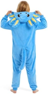 Kids Axolotl Costume for Girls & Boys - 3D Hooded Salamander Jumpsuit Costume for Halloween Party