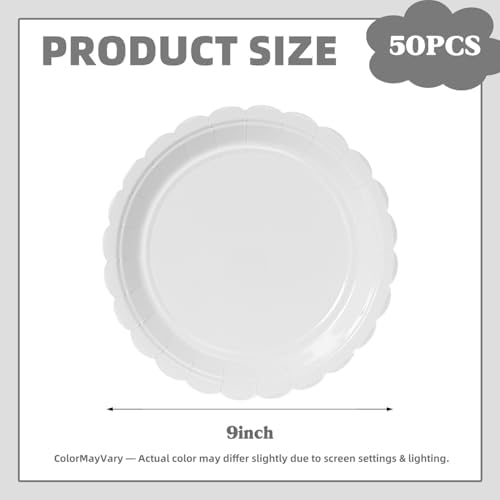 Vyntra 50 Pcs White 9 Inch Scalloped Paper Dinner Plates