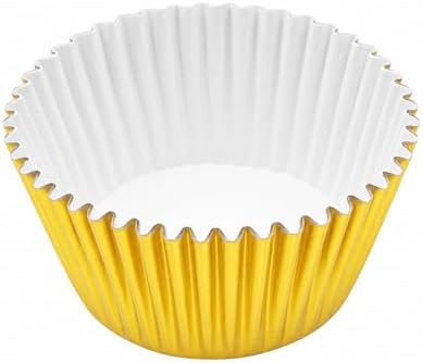 100 Gold Foil Cupcake Liners, Muffin Liners or Baking Cups for Desserts, Muffins, Cupcakes and More Treats; Grease Proof, No Smell, Food Grade, Nut Serving Containers (Gold 100)