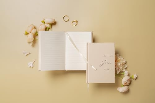 Personalized Wedding Book Set with Guestbook Vow Books (Design 1) - Custom Large 11.5 x 8.5 Guest Signin Book, 5.75 x 4 Vow Books for Marriage Ceremony Reception, Gift for Engaged Couple, Oats