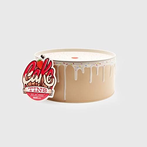 Suck UK Cookie Tin - Round Cake Tins with Lids - Novelty Cookies Jar - Cake Storage Container - Air Tight Birthday Cookie Box - Kitchen Storage Tins - Large Stackable Metal Tin Nesting - Set of 3