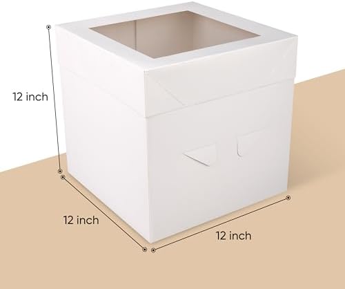 Cakebon Cake Box with Boards 12" Black Round Wrapped Cake Drum 1Pack