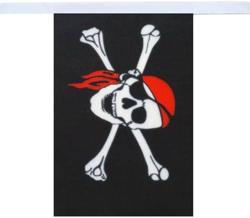 AZ FLAG Pirate Red Bandana Bunting 20 ft 20 flags Light Polyester