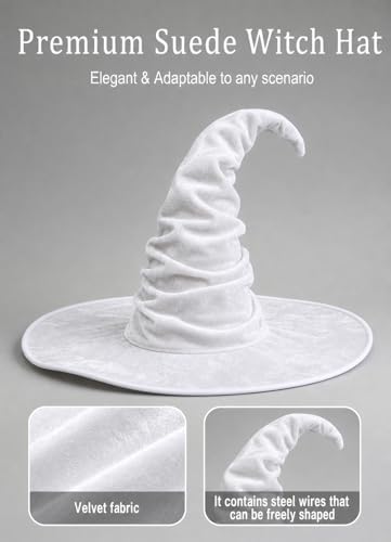 Women's Witch Hat with Shapeable Wide Brim and Adjustable Drawstring