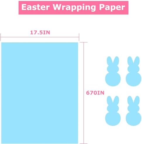 Vanhench 17.5"×963" Sky Blue Wrapping Paper Roll