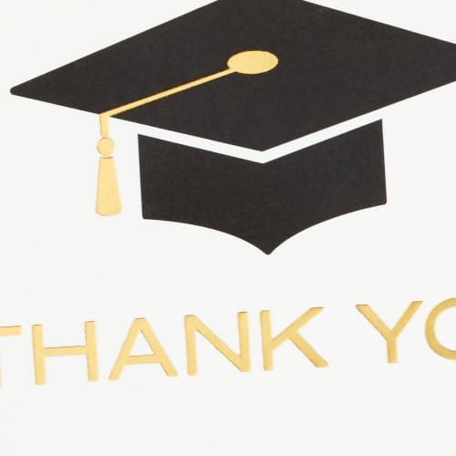 Hallmark Blank Graduation Thank You Cards, 40-Pack (Black and Gold)