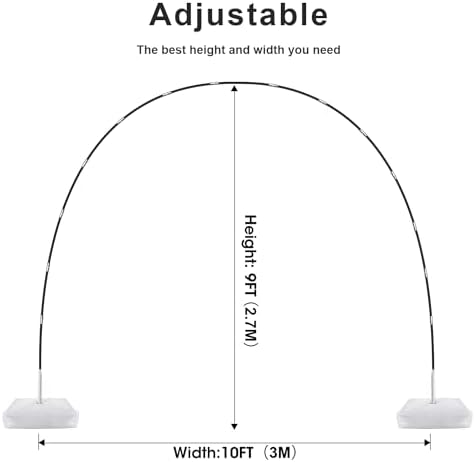 Chamvis Balloon Arch Kit, 9FT Height & 10FT Width Adjustable Balloon Arch Stand Frame Garland Stand: Wedding Baby Shower Birthday Photo Backdrop