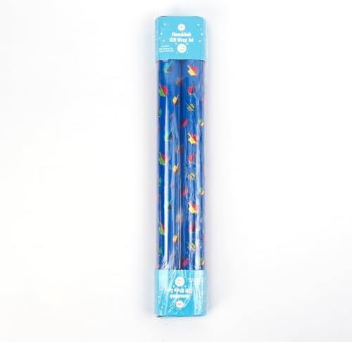 Happy Hanukkah Gift Wrap Chanuka - Dreidel Design 17.5" IN. X 180" IN. Each (Pack of 2 Rolls)
