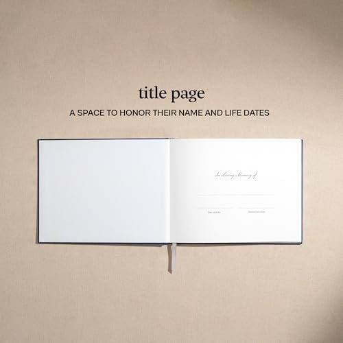 Funeral Guest Book for Memorial Service, In Loving Memory, Navy Blue Cover
