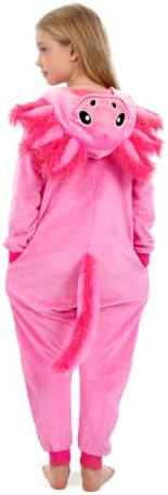 Kids Axolotl Costume for Girls & Boys - 3D Hooded Salamander Jumpsuit Costume for Halloween Party