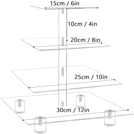 YestBuy Cupcake Stand, 4 Tier Acrylic Cupcake Tower Stand, Premium Cupcake Holder, Clear Cupcake Display for 52 Cupcakes, Display for Pastry Wedding Birthday Party