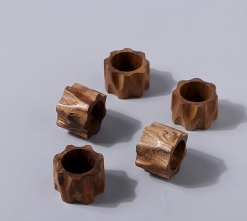 Napkin Rings Set of 12 for Dinner Parties, Weddings Receptions, Family Gatherings, or Everyday Use - Set Your Style with Daily Use Table Décor Accessories Cherry Wood