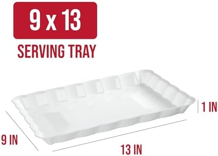 White Plastic Serving Trays - Serving Platters Rectangle 9X13 pack of 4
