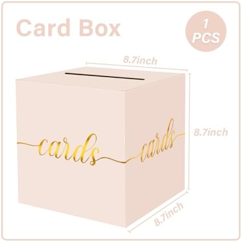 Blush Pink and Gold Foil Card Box for Party, 8.7", 1 Pack