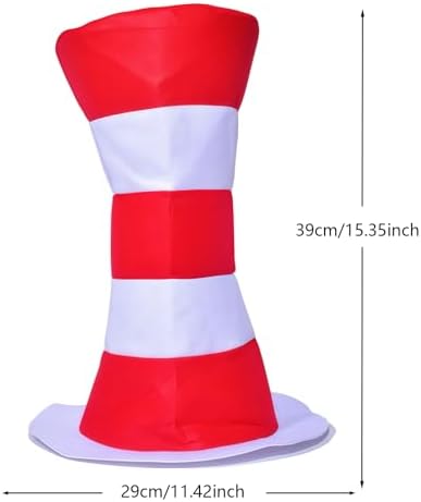 Halloween Red and White Striped Stovepipe Top Hat for Dress Up Adults Women