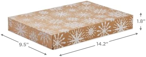 Hallmark Medium Christmas Gift Boxes with Lids (12 Shirt Boxes, 3 Designs: Navy Snowflakes, Gold Trees, Peace on Earth) for Christmas, Hanukkah, Holiday Parties