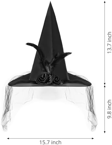 JXITON Halloween Witch Hat Women Witches Hat with Veil for Women Halloween Costume Party,Purple，Black,Orange