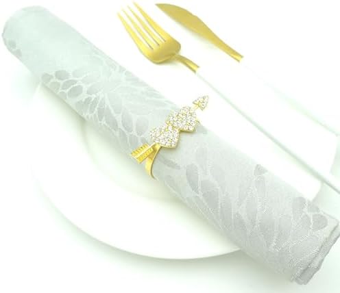 Valentine's Day Napkin Rings Set of 6, Metal Gold Love Heart Napkin Holders Valentine's Day Table Decorations Mother's Day Wedding Decorations Party Supplies