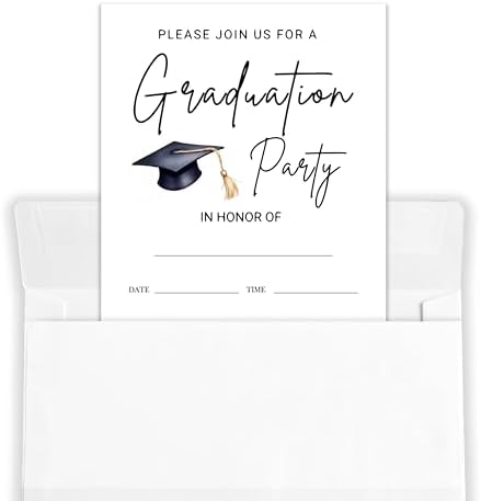 4x6 2026 Graduation Party Invitations (20 Cards + 20 Envelopes) - Cap & Tassel Grad Celebration Invites.(011)