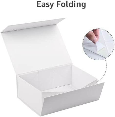 LIFELUM White Gift Box for Wedding with Magnetic Lid, 9.5"x7"x3.5"