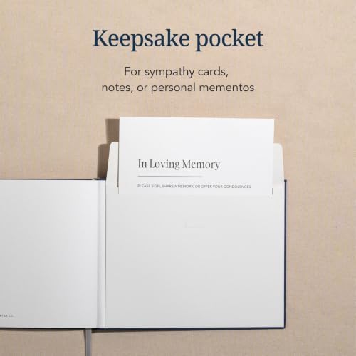 Kunitsa Co. Funeral Guest Book for Memorial Service – in Loving Memory (Navy Gray - Structured)
