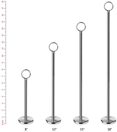 New Star Foodservice Ring-Clip Table Number Holder / Place Card Stand, 8 Inch, Silver, Set of 12