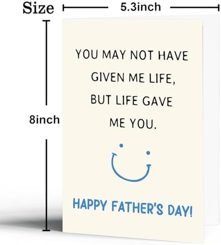 Step Dad Father's Day Card, Fathers Day Card Gifts for Bonus Dad