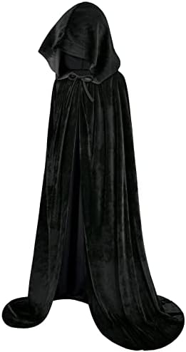 Sarfel Hooded Cloak Velvet Cape with Hood Halloween Capes Women Witch Costume Vampire Cloak Wizard Robe Men Cosplay Costume